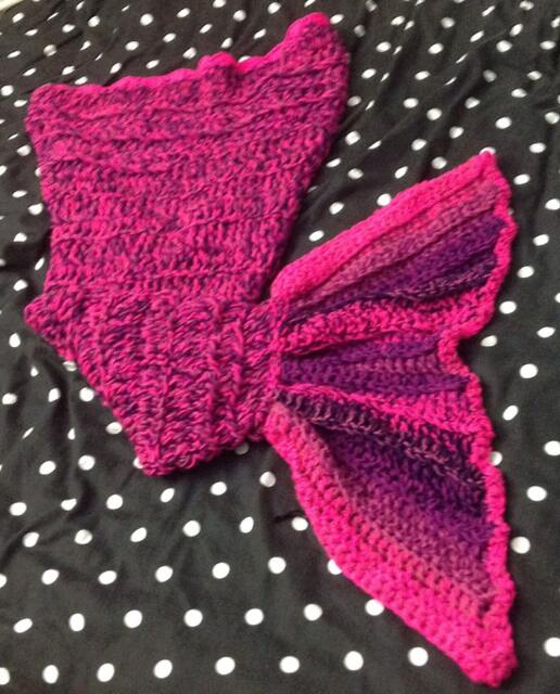Handmade Crochet Mermaid Tail Blanket - Chunky Pink Snuggle Sack - image 1