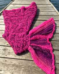 Handmade Crochet Mermaid Tail Blanket, Pink Purple Ombre, Cozy Sleeping Bag, UK Made - thumbnail 1