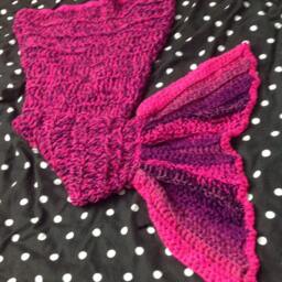 Handmade Crochet Mermaid Tail Blanket, Pink Purple Ombre, Cozy Sleeping Bag, UK Made - thumbnail 2