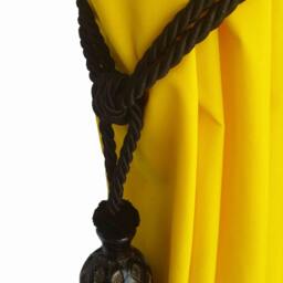 Black Curtain Drapery Decorative Wood/Tassel Double Rope Tieback Handmade Decor/Window Treatment Single Drape Holding/Holdback/Pull Back - thumbnail 3