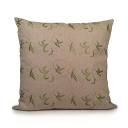 Khaki Pillow, Lime Green Silk Embroidery, Throw Pillow Cover, Decorative Cushion Accent Linen Sofa Decor, Gift