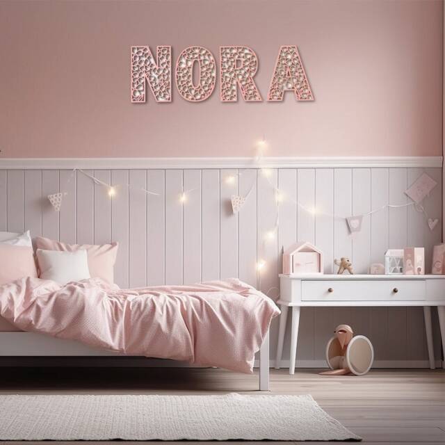 Flower Name Sign - Letter Personalised Custom Decor Theme Wall Art Nursery - image 1