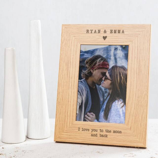 Personalized Engraved Photo Frame - Anniversary Gift For Boyfriend Girlfriend Couples Picture Keepsake Engagement Him Her - image 1
