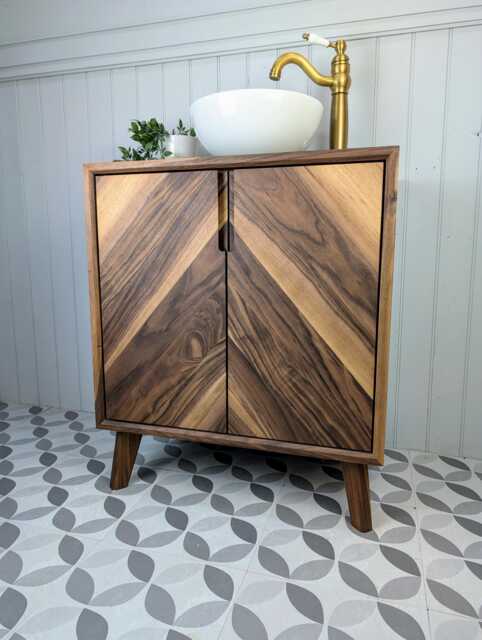 The Abbotsford/A Handmade Solid Walnut Bathroom Vanity Unit in The Mid Century Modern Style - image 1