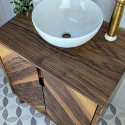 The Abbotsford/A Handmade Solid Walnut Bathroom Vanity Unit in The Mid Century Modern Style - thumbnail 3