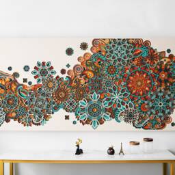 Flower Wooden Wall Hanging, Oversized Floral Pattern Handcrafted Sculpture, Statement Piece For Living Room - thumbnail 2