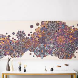 Flower Wooden Wall Hanging, Oversized Floral Pattern Handcrafted Sculpture, Statement Piece For Living Room - thumbnail 3