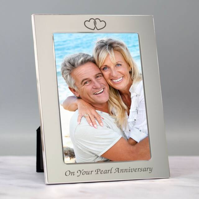 Personalised Pearl Wedding Anniversary 30Th Photo Picture Frame Gift For Wife Husband Couple Valentines Day 30 Years Married Keepsake - image 1