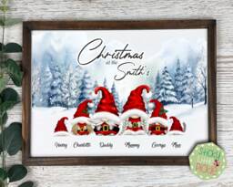 Personalised Christmas Gift - Gnome Print Gonk Family Digital Download Friends Portrait 2023 Festive Decor Bff A4 A3 Birthday Xmas Picture - thumbnail 1