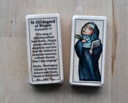 st Hildegard Of Bingen Patron Saint Block With Gift Bag // Natural Science & Musicians Catholic Toys By Almondrod