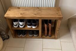 Shoebench Shoe Rack Boot Rustic Solid Wood Bench Farmhouse Hallway Storage Mudroom Oak Pine Walnut - thumbnail 1
