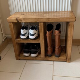 Shoebench Shoe Rack Boot Rustic Solid Wood Bench Farmhouse Hallway Storage Mudroom Oak Pine Walnut - thumbnail 2
