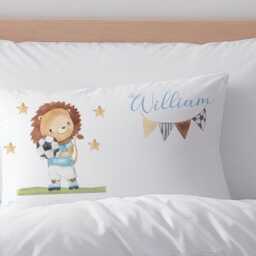 Customised Football Duvet Cover With Personalised Pillow Case, Lion Soccer Design Quality Boys Bedding - thumbnail 4