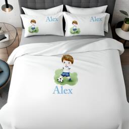 Football Duvet Cover With Personalised Pillow Case, Soccer Design Quality Boys Bedding - thumbnail 3
