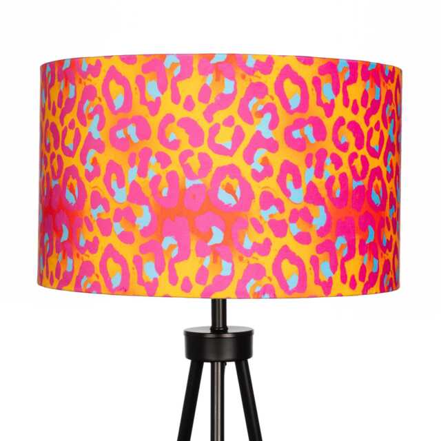 Lampshade Animal Leopard Print Velvet - Neon Pink Orange Drum Lamp Shade 25cm 30cm 35cm 40cm 45cm Table Lamp Shade, Ceiling Pendant - image 1