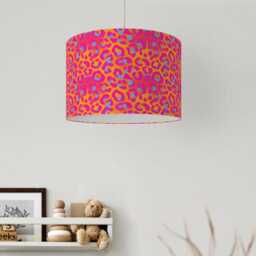 Lampshade Animal Leopard Print Velvet - Neon Pink Orange Drum Lamp Shade 25cm 30cm 35cm 40cm 45cm Table Lamp Shade, Ceiling Pendant - thumbnail 2