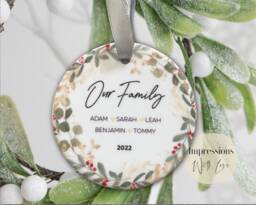 Personalised Family Christmas Ornament, Custom Bauble, First Decoration, 2022, Gift For Family, Ceramic Hanging Ornament
