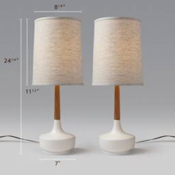 Mid Century Table Lamp Ceramic & Teak Brooke - Hamptons - thumbnail 2