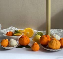Orange Shaped Soy Wax Candle Citrus Scented Vegan Pillar Candle - thumbnail 1