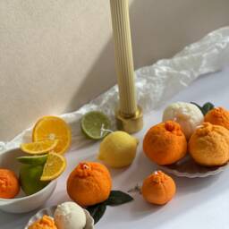 Orange Shaped Soy Wax Candle Citrus Scented Vegan Pillar Candle - thumbnail 4