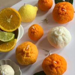 Orange Shaped Soy Wax Candle Citrus Scented Vegan Pillar Candle - thumbnail 3