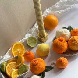 Orange Shaped Soy Wax Candle Citrus Scented Vegan Pillar Candle - thumbnail 2