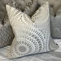 Moroccan Cushion Cover, Pillow Throw Cover Natural Silver Grey Designer Fabric/Double Sided - Worldwide Shipping - thumbnail 3