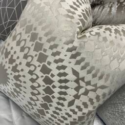 Moroccan Cushion Cover, Pillow Throw Cover Natural Silver Grey Designer Fabric/Double Sided - Worldwide Shipping - thumbnail 4
