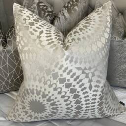 Moroccan Cushion Cover, Pillow Throw Cover Natural Silver Grey Designer Fabric/Double Sided - Worldwide Shipping - thumbnail 1