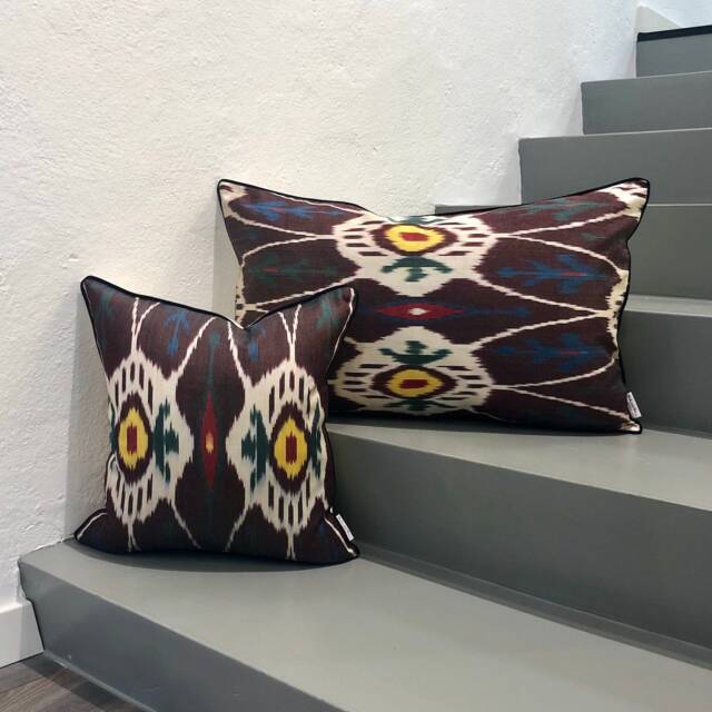 Silk Ikat Pillow Cover Tribal - Statement Cushion For Home Decor - image 1