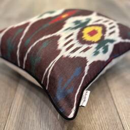 Silk Ikat Pillow Cover Tribal - Statement Cushion For Home Decor - thumbnail 3