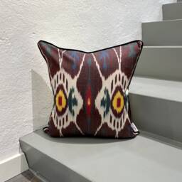 Silk Ikat Pillow Cover Tribal - Statement Cushion For Home Decor - thumbnail 2