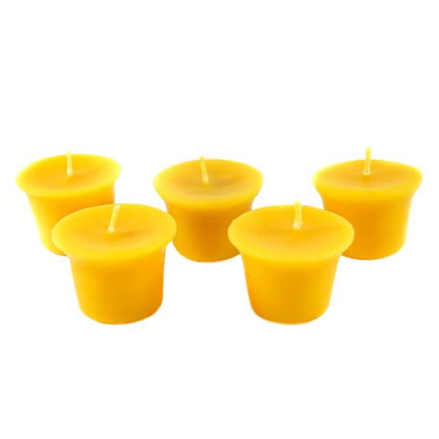 5x Candles Made Of 100% Beeswax, Handcrafted, Golden Yellow, Honey Scented, With Quality Wicks From Germany, Burning Time Approx. 8 Hours Per Candle - image 1