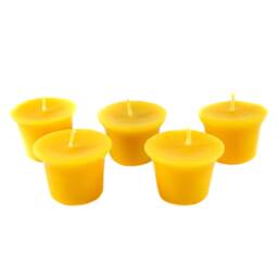 5x Candles Made Of 100% Beeswax, Handcrafted, Golden Yellow, Honey Scented, With Quality Wicks From Germany, Burning Time Approx. 8 Hours Per Candle - thumbnail 1