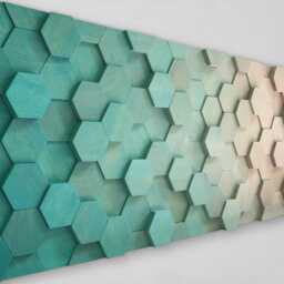 Reclaimed Pine Wood Hexagon Wall Art - Handmade Mosaic Sound Diffuser - thumbnail 3
