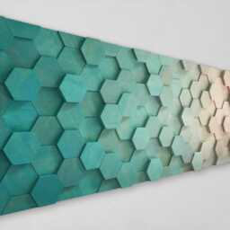 Reclaimed Pine Wood Hexagon Wall Art - Handmade Mosaic Sound Diffuser - thumbnail 2
