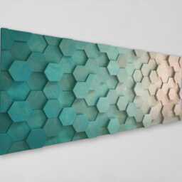 Reclaimed Pine Wood Hexagon Wall Art - Handmade Mosaic Sound Diffuser - thumbnail 4