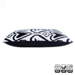 Traditional Black & White Silk Velvet Throw Pillow Cover 40x60cm - 16x24 Inches - Front Is 100% Velvet, Backside Soft Fabric - thumbnail 3