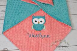Personalized Baby Blanket-Owl Baby Blanket-Personalized Owl Minky Blanket-Minky Blanket-Minky Blanket-Baby Girl Minky Blanket - thumbnail 1