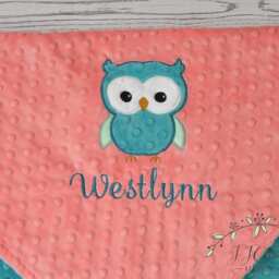 Personalized Baby Blanket-Owl Baby Blanket-Personalized Owl Minky Blanket-Minky Blanket-Minky Blanket-Baby Girl Minky Blanket - thumbnail 3