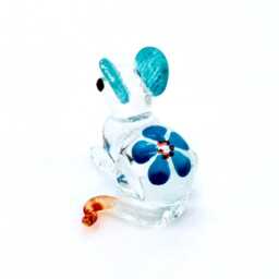 Hand Blown Glass Miniature Little Baby Rat Mouse Animal Transparent Blue Figurine Tiny Statue Decoration Collectible Small Painted Figure - thumbnail 3