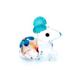 Hand Blown Glass Miniature Little Baby Rat Mouse Animal Transparent Blue Figurine Tiny Statue Decoration Collectible Small Painted Figure - thumbnail 2