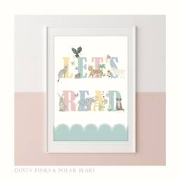 Floral Edition - Let's Read Various Colourways Nursery Print Poster Children's Prints Scandi Wall Art Liberty - thumbnail 1