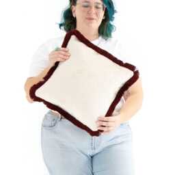 Sangria Red Handmade Cushion Cover Only With Cotton Fringe - thumbnail 1