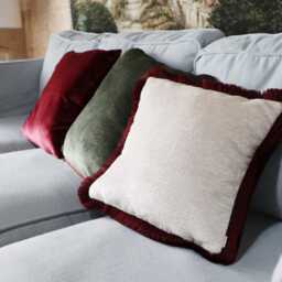 Sangria Red Handmade Cushion Cover Only With Cotton Fringe - thumbnail 2