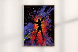 Jackson Pollock Electric Night Man Print, Vibrant Abstract Expressionism, Unique Modern Artwork, Bold Colorful Neo-Expressionist Wall Decor - thumbnail 1