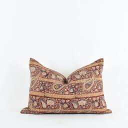 Block Print Paisley Pillow Cover Linen Farmhouse Decor - thumbnail 2