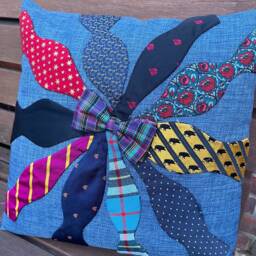 Personalized Memory Cushion Keepsake Pillow Made From Ties Custom Memorial Gift Handmade Bereavement Remembrance For Loved Ones - thumbnail 3