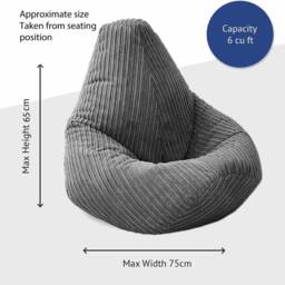Jumbo Cord Bean Bag Childrens Highback Beanbag Chair Ready Filled - thumbnail 3
