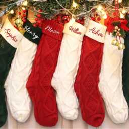 Personalized Embroidery Christmas Stockings, Custom Name Knitted Family Holiday Gifts - thumbnail 2